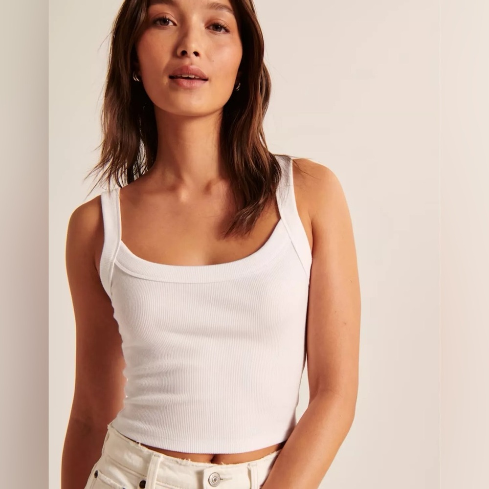 Abercrombie & Fitch White Square Neck Tank Top